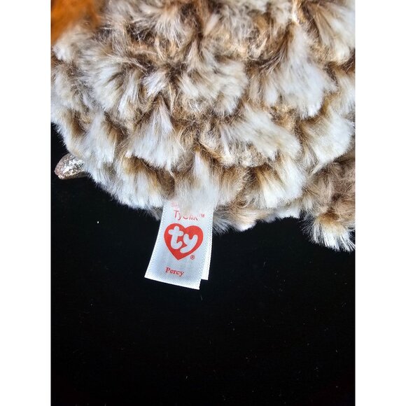 TY Beanie Boos - PERCY the Barn Owl‎ Brown Glitter Eyes Stuffed Animal Toy Plush - Picture 8 of 11